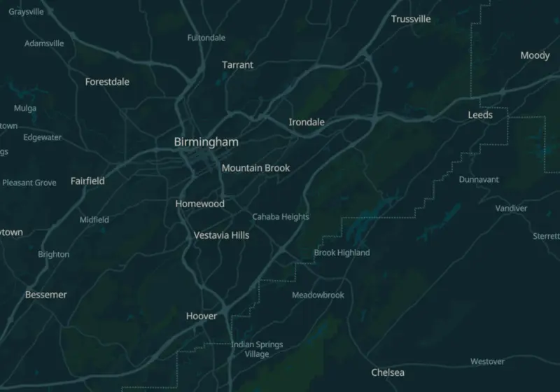 Map showing The Weights Over in Birmingham, AL and nearby listed clinics
