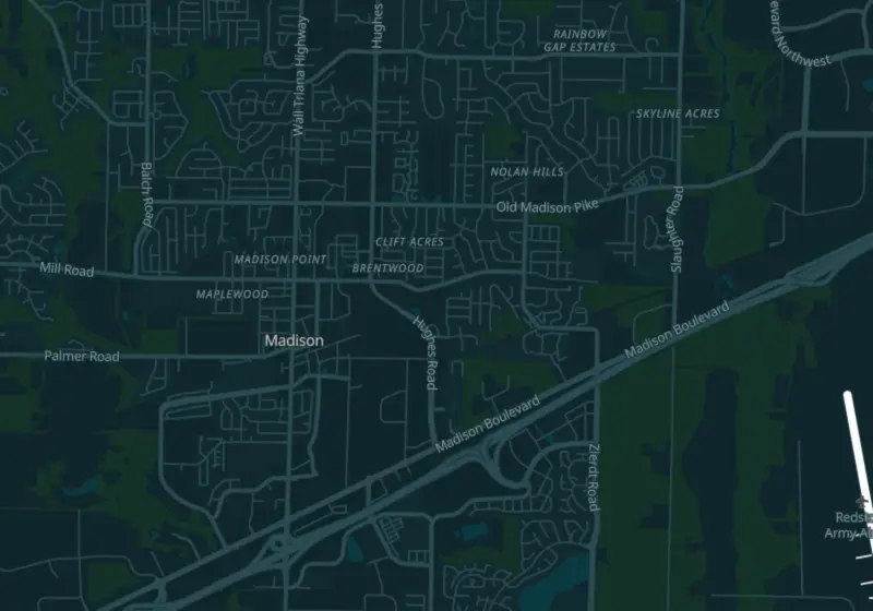 Map of Madison, AL with 4 verified clinic locations