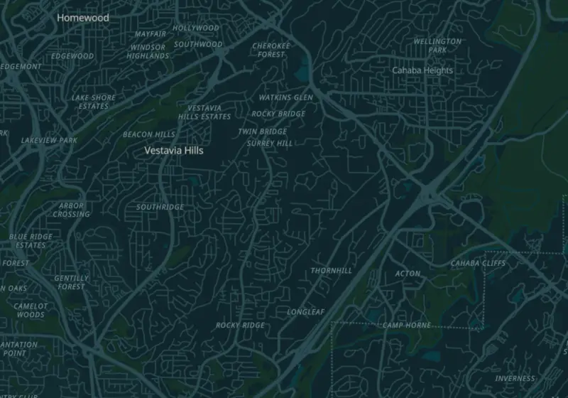 Map of Vestavia Hills, AL with 4 verified clinic locations