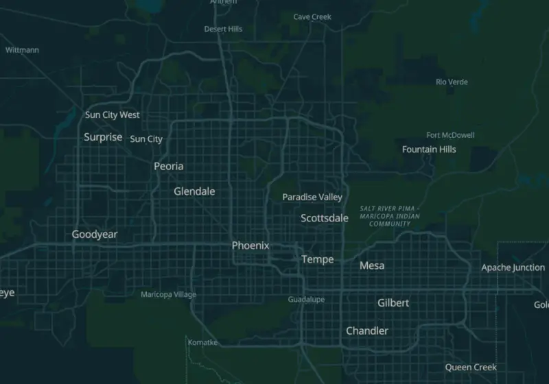 Map of Phoenix, AZ with 26 verified clinic locations