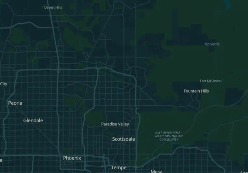 Map showing Modernized Wellness, PLLC in Scottsdale, AZ and nearby listed clinics