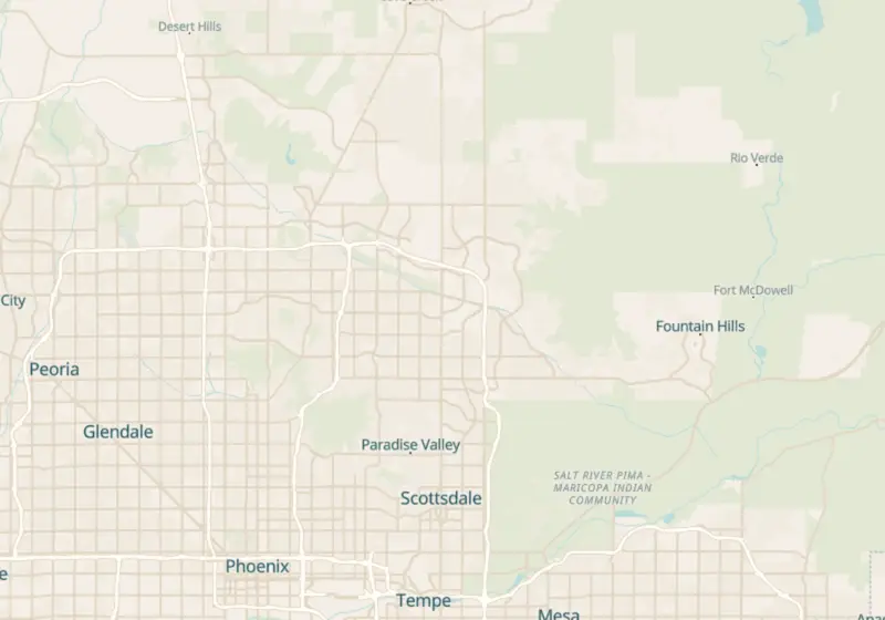 Map showing Modernized Wellness, PLLC in Scottsdale, AZ and nearby listed clinics