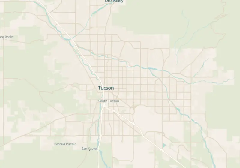 Map of Tucson, AZ with 40 verified clinic locations