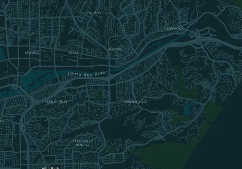 Map showing Lindora in Anaheim, CA and nearby listed clinics