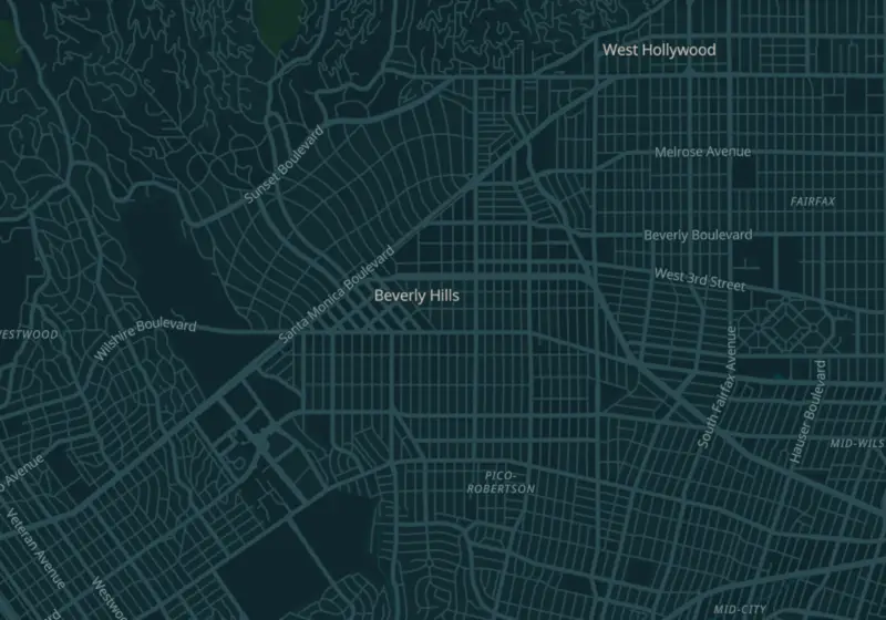 Map of Beverly Hills, CA with 4 verified clinic locations