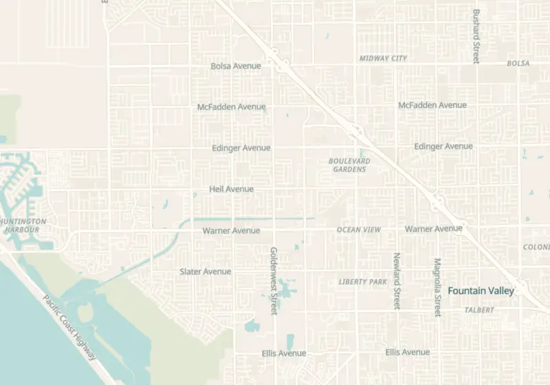 Map showing Beach Cities Medical Weight Control in Huntington Beach, CA and nearby listed clinics