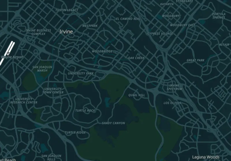 Map of Irvine, CA with 5 verified clinic locations