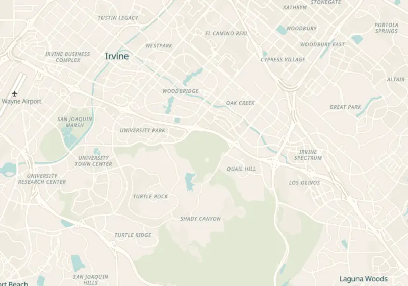 Map of Irvine, CA with 5 verified clinic locations