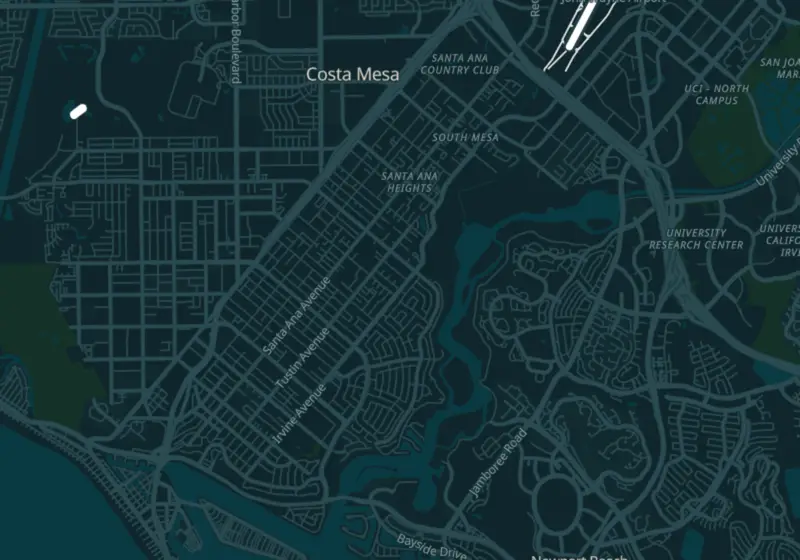 Map showing Newport Beach Wellness and Weight Loss in Newport Beach, CA and nearby listed clinics