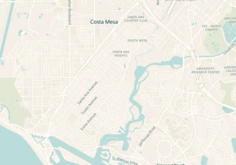 Map showing Newport Beach Wellness and Weight Loss in Newport Beach, CA and nearby listed clinics