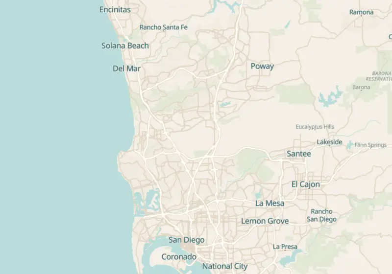 Map showing Next Phase Clinic in San Diego, CA and nearby listed clinics