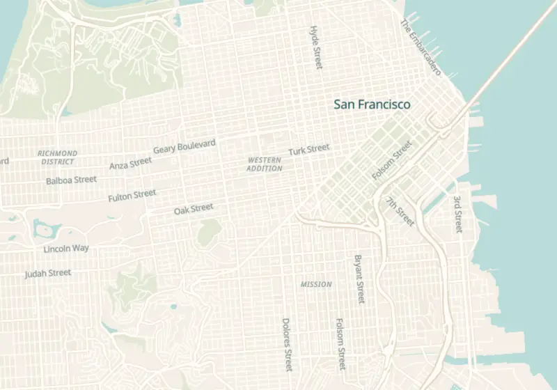 Map of San Francisco, CA with 21 verified clinic locations