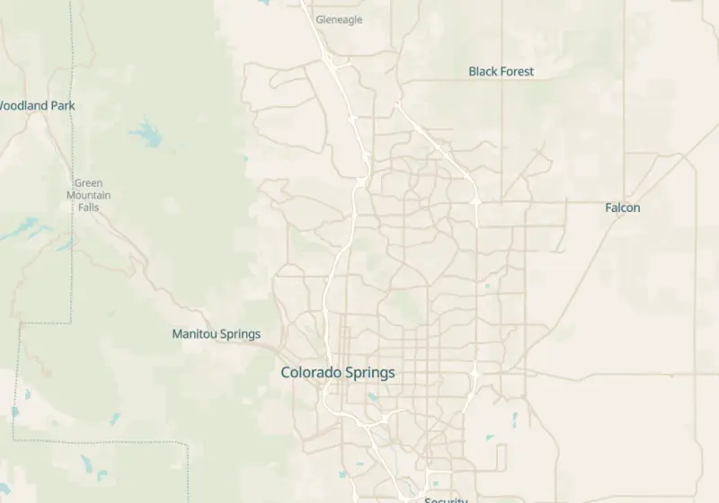 Map of Colorado Springs, CO with 21 verified clinic locations