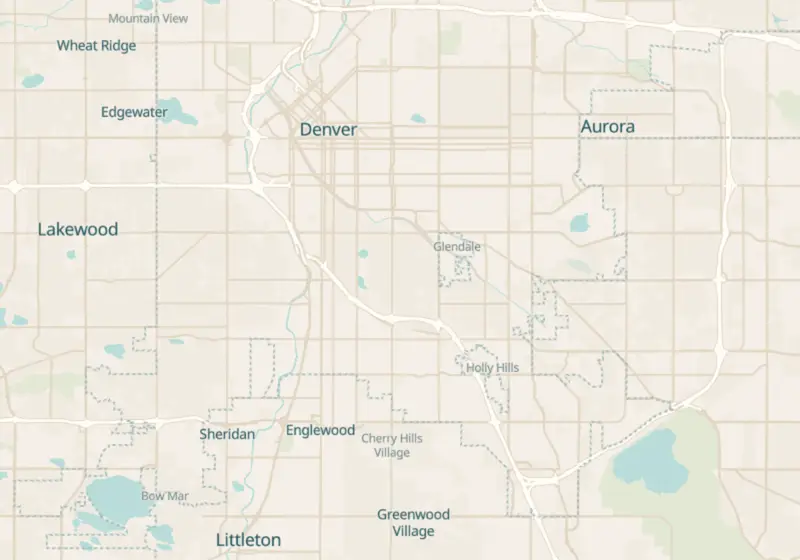 Map of Denver, CO with 32 verified clinic locations