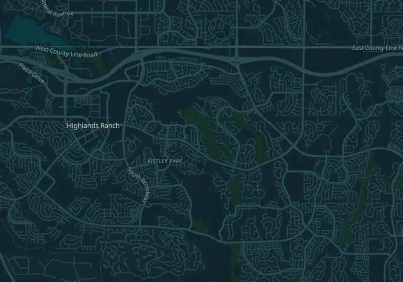 Map of Highlands Ranch, CO with 3 verified clinic locations