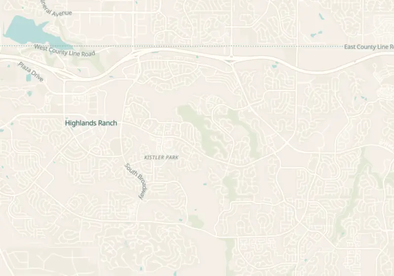 Map of Highlands Ranch, CO with 3 verified clinic locations