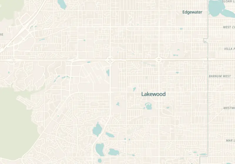 Map showing Zvia Weight Loss & Medspa in Lakewood, CO and nearby listed clinics
