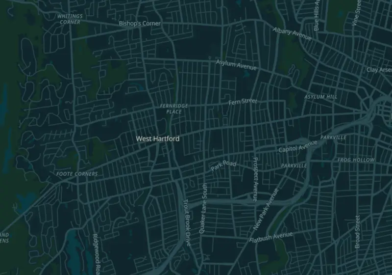 Map of West Hartford, CT with 8 verified clinic locations