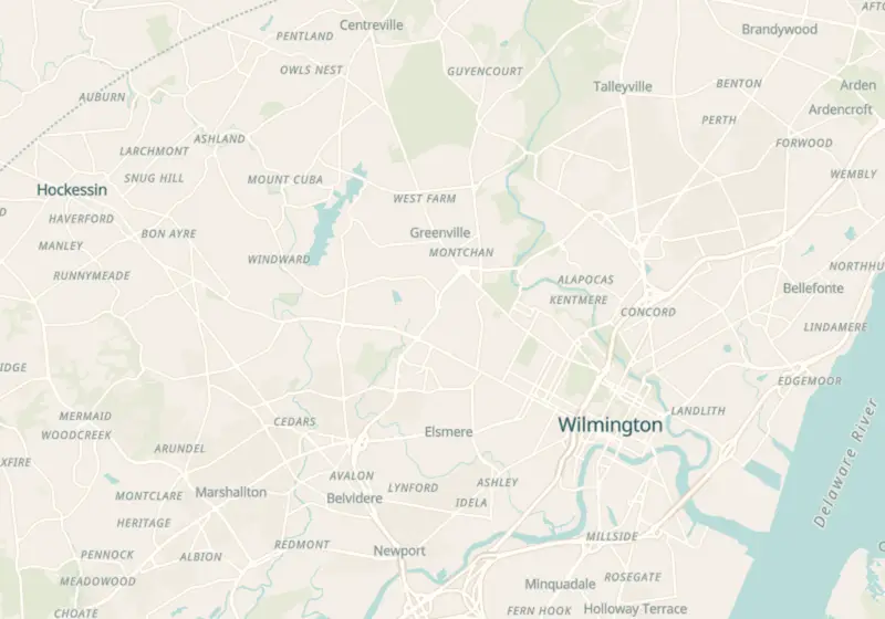 Map of Wilmington, DE with 13 verified clinic locations