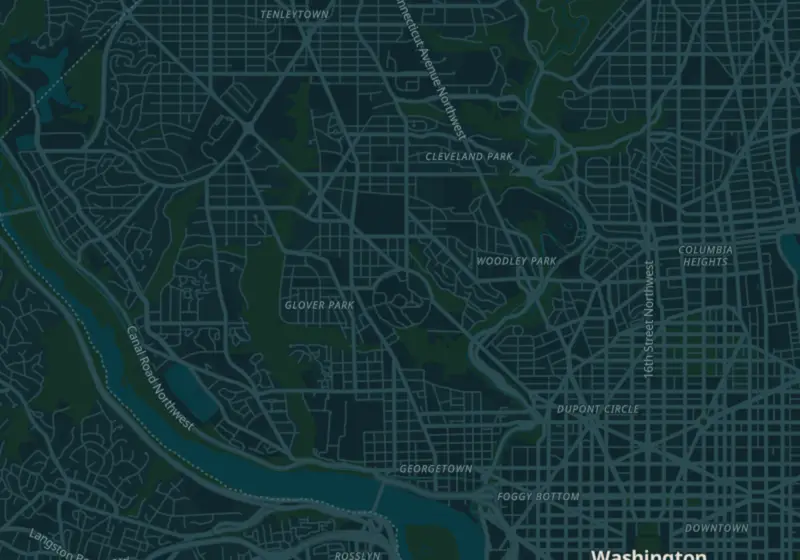 Map of Washington, DC with 13 verified clinic locations