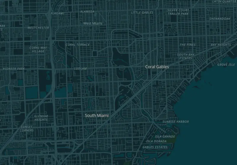 Map of Coral Gables, FL with 6 verified clinic locations