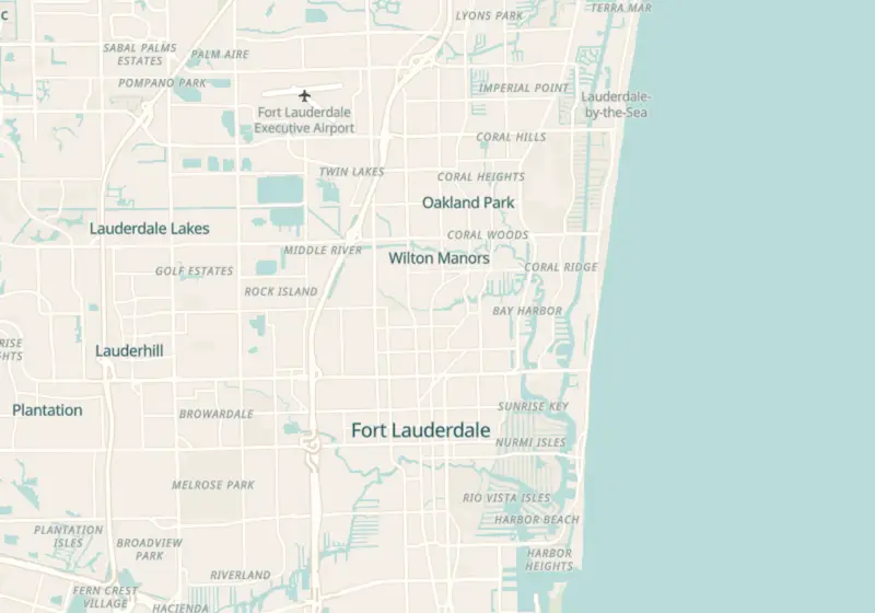 Map of Fort Lauderdale, FL with 23 verified clinic locations