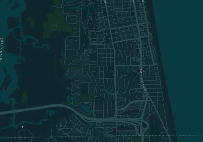 Map of Jacksonville Beach, FL with 4 verified clinic locations