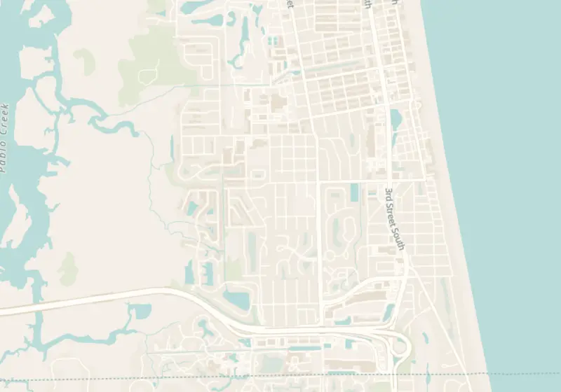 Map of Jacksonville Beach, FL with 4 verified clinic locations
