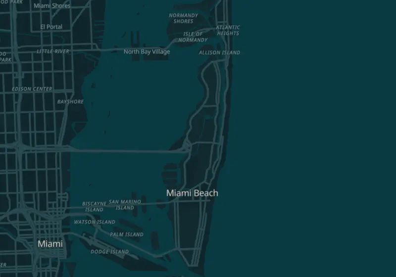 Map of Miami Beach, FL with 11 verified clinic locations