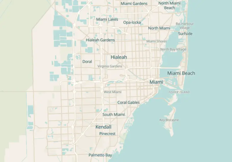Map of Miami, FL with 39 verified clinic locations