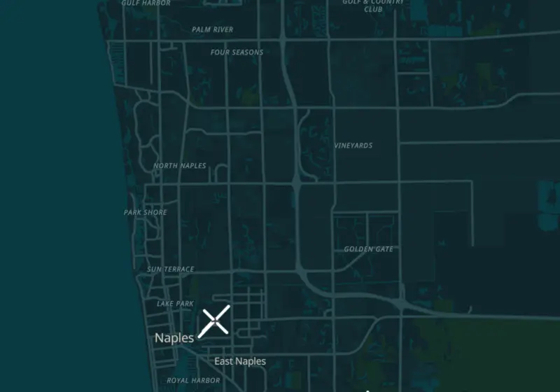 Map of Naples, FL with 29 verified clinic locations