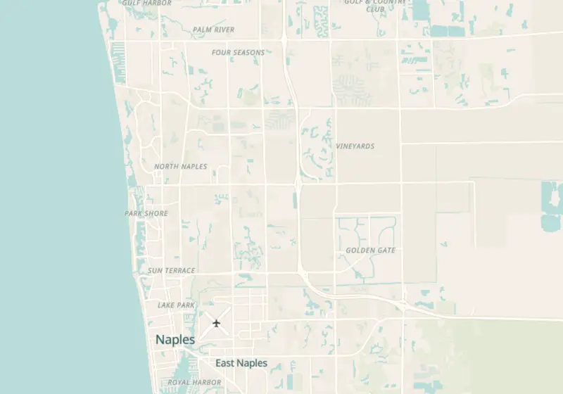 Map of Naples, FL with 29 verified clinic locations