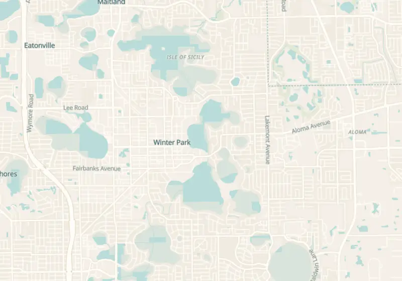 Map of Winter Park, FL with 4 verified clinic locations