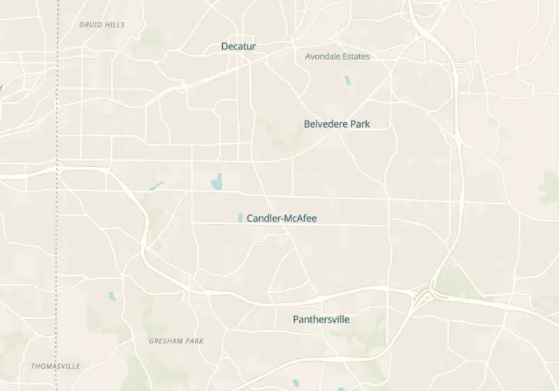 Map of Decatur, GA with 3 verified clinic locations
