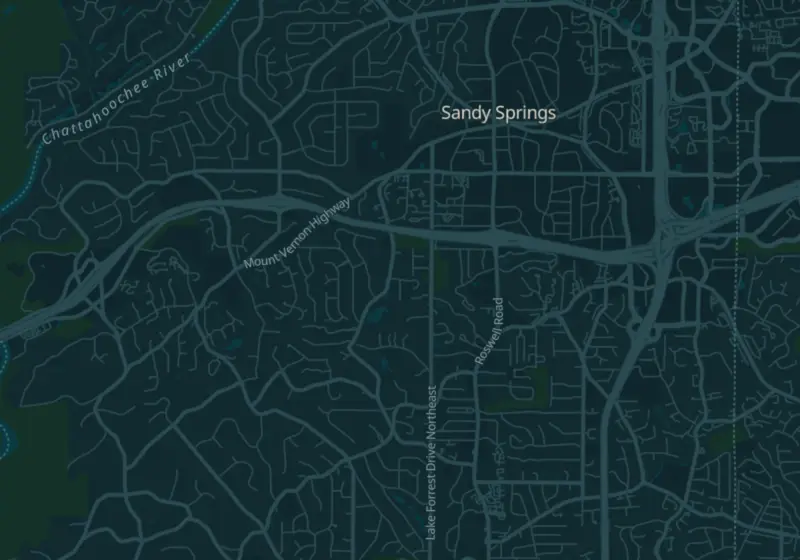 Map of Sandy Springs, GA with 6 verified clinic locations