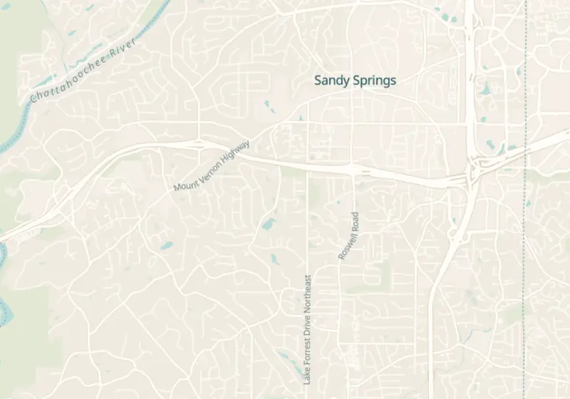 Map of Sandy Springs, GA with 6 verified clinic locations