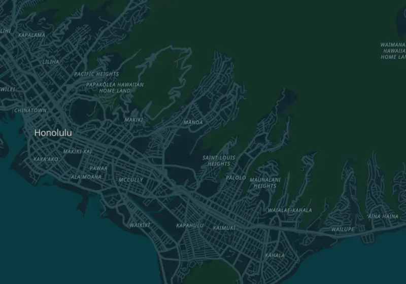 Map showing IV Ocean Therapy in Honolulu, HI and nearby listed clinics