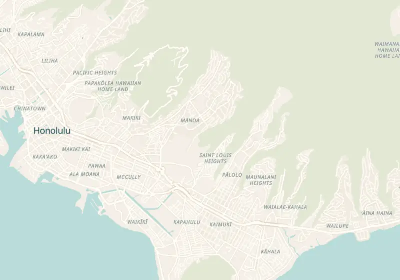 Map showing IV Ocean Therapy in Honolulu, HI and nearby listed clinics