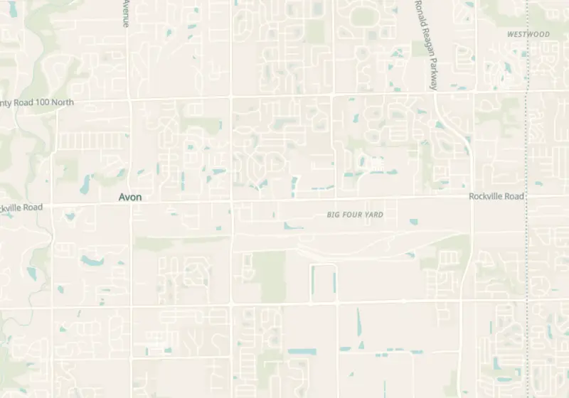 Map of Avon, IN with 3 verified clinic locations