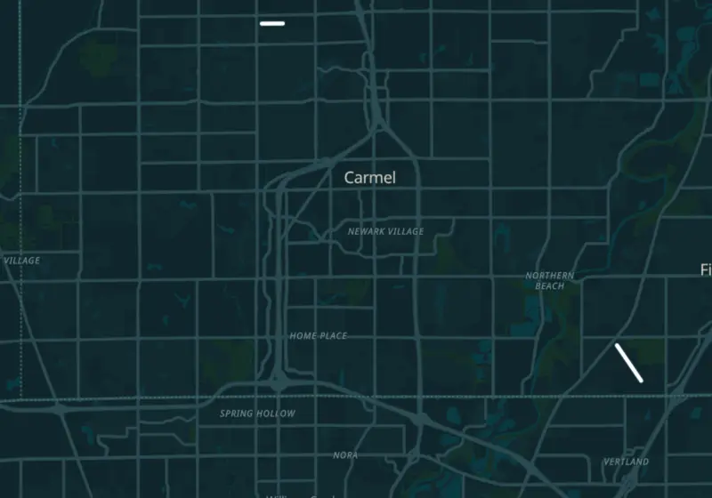 Map showing Piatek Institute in Carmel, IN and nearby listed clinics