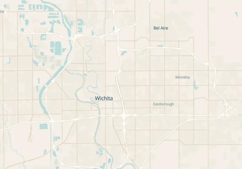 Map of Wichita, KS with 21 verified clinic locations