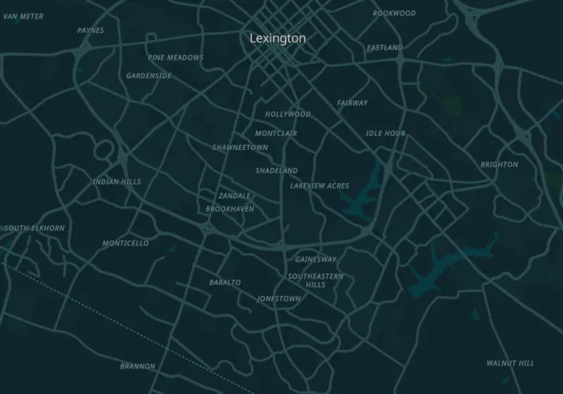 Map of Lexington, KY with 31 verified clinic locations