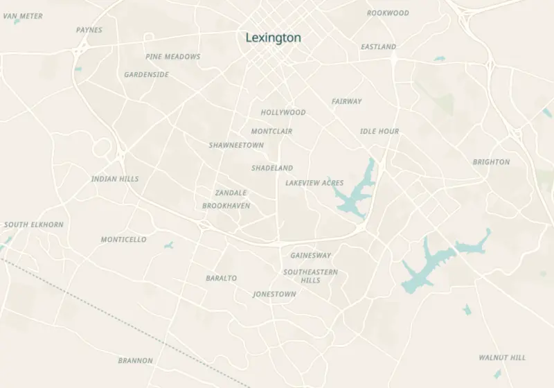 Map of Lexington, KY with 31 verified clinic locations