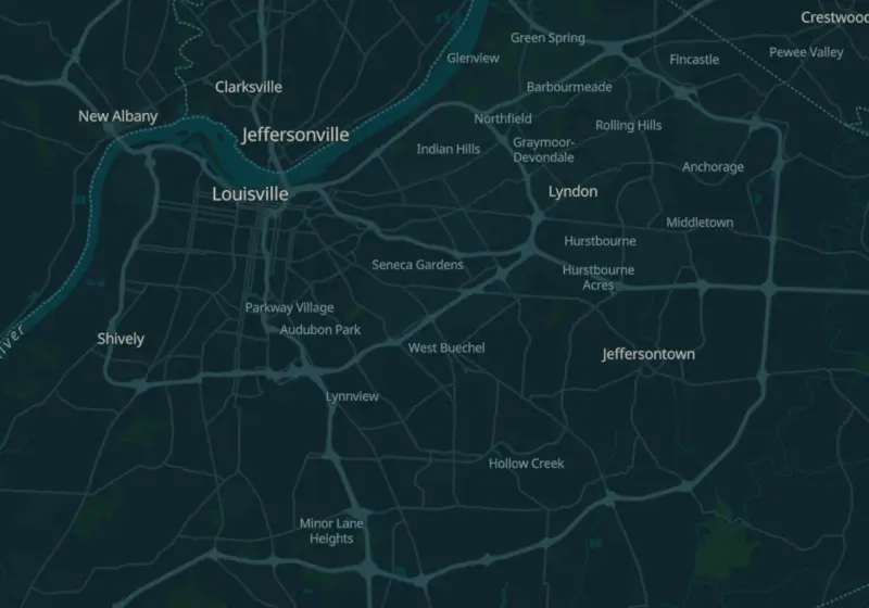 Map of Louisville, KY with 19 verified clinic locations