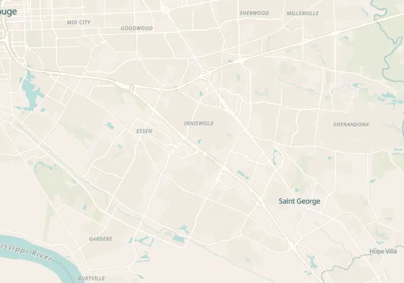 Map showing SYNC Life in Baton Rouge, LA and nearby listed clinics