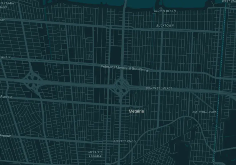 Map of Metairie, LA with 9 verified clinic locations