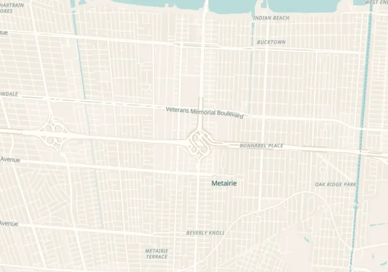 Map of Metairie, LA with 9 verified clinic locations