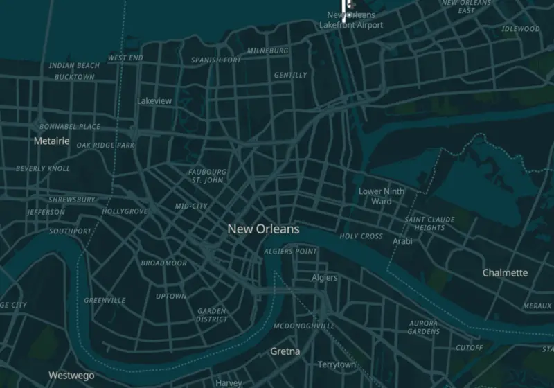 Map of New Orleans, LA with 10 verified clinic locations