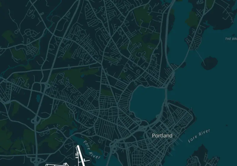 Map of Portland, ME with 5 verified clinic locations