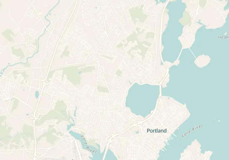 Map of Portland, ME with 5 verified clinic locations